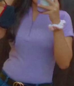 Lavender Zip Ribbed Top