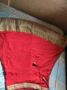 Red Embroidered Lehenga Choli half saree