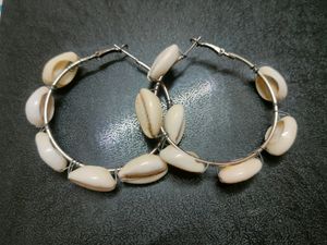 Sea Shell Ear Hoops And Bracelet (Combo)