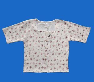 Floral Print White Slim Fit Top For Women 💗