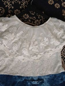 Girls&#39; Denim &amp; Lace Flower Dress