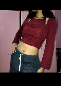 Maroon Trendy Fashion Crop Top