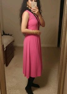 Pink Midi Dress with Cape