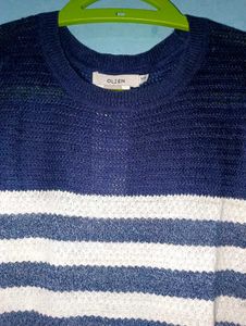 Navy OLZEN Striped Knitted Sweater