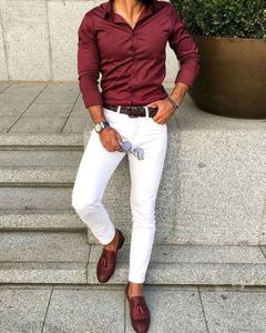 Combo White pant and Maroon shirt shinny