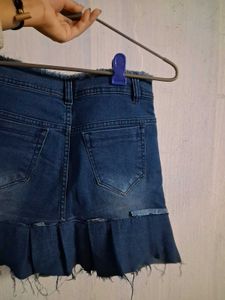 Upcycled Denim Self Design Skirt
