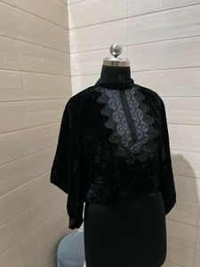 Zara Elegant Black Velvet Blouse