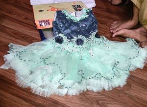 Frock For Baby Girl Light Green And Grey 💚 💙