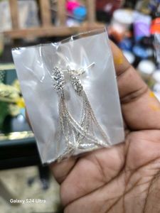 Crystal Silver Tone Dangling Earrings
