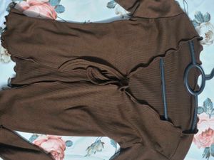 Brown Tie-Front Cardigan