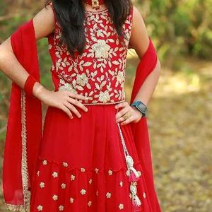 Red Embroidered Lehenga Choli Set