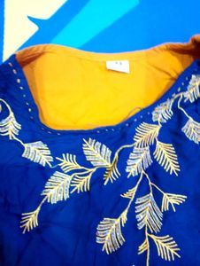 Stylish Blue &amp; Yellow Dress 44 Size