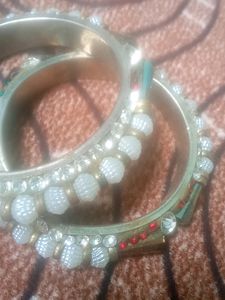 Beautiful White Bangle Set Of 2