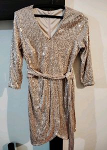 Gold Sequence Midi Dress