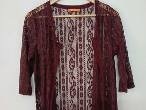 Maroon Net Jacket For Womens