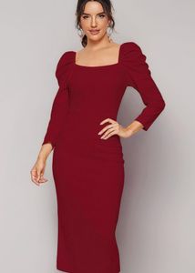 Elegant Burgundy Midi Dress