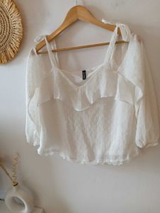 H&amp;M White Pinterest Boho Top