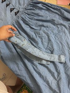 Denim Fit &amp; Flare Midi Dress