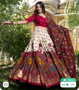 Printed Kalamkari Ready To Wear Lehanga