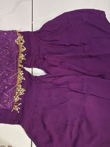 Purple Embroidered Sharara Suit