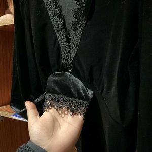 Elegant Black Velvet Cardigan
