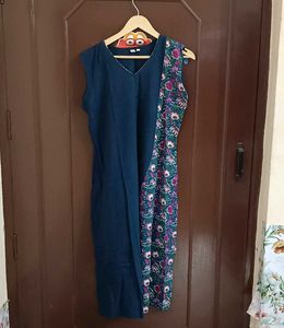 Navy Blue Floral Kurti