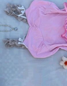 Pink Lace Trim Dress