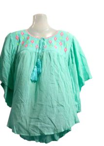 Embroidered Green Tunic Top
