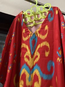 Red Ikat Print Dress