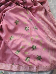 new pink saree with blouse piece
