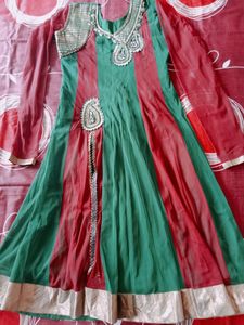 Green Colour Net Anarkali Kurti