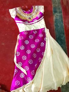 Ethnic Dress - Purple and Cream