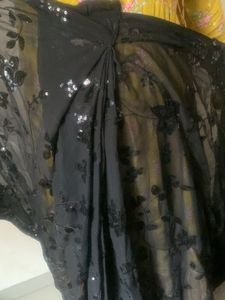 Elegant Black Sequin Ready To Wear Saree