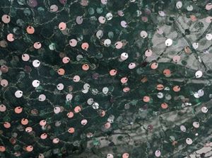 Green sequins work net fabric