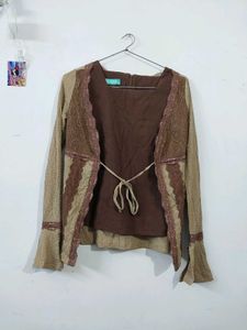 Vintage Brown Shrug With Top