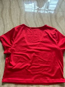Red Satin Crop Top XL