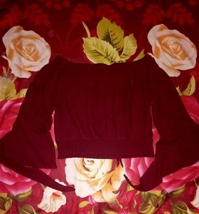 Burgundy Bardot Top