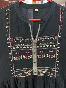 Black Naira Cut Kurta