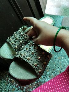 Floral Embellished Wedges
