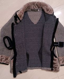 Elegant Grey Patterned Winter Coat