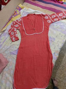 Casual Daily Wear Long Kurti Elbow Sleeves