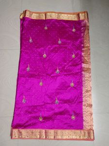 Pink &amp; Gold Embellished Sari