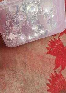 Silver Mirror Work Traditional Earrings