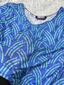 Dressberry Blue Patterned Crop Top