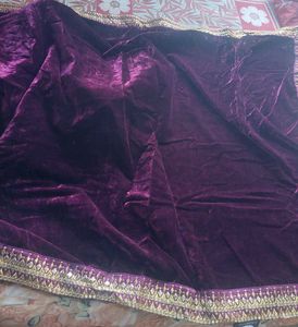 Mitera Velvet Saree With Embroidered Border