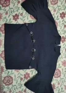 Chic Black Top with Ring Detail