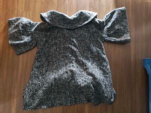 Grey Tweed Short Sleeve Coat
