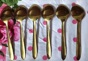 Set of Six Golden Spoons