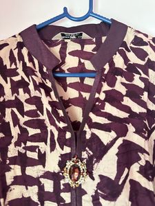 Dark Purple And Cream Kurta