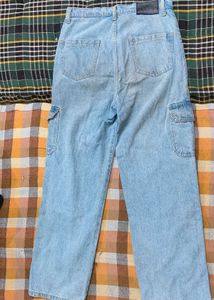 Light Wash Denim Cargo Pants